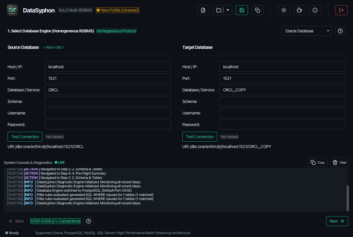 DataSyphon Step 1 Interface